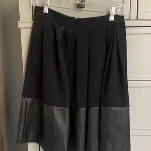 Banana Republic Black pleated Skirt with Faux Leather Hem